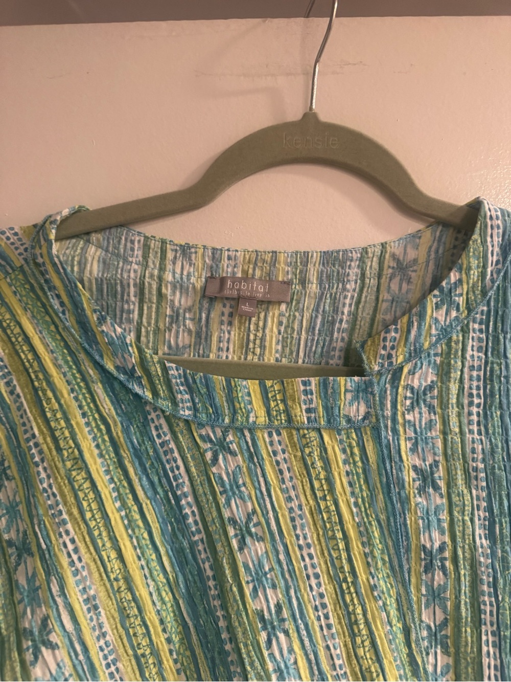 Habitat Blue Green Striped Cotton Tunic Top Large Casual Lightweight - Picture 4 of 10